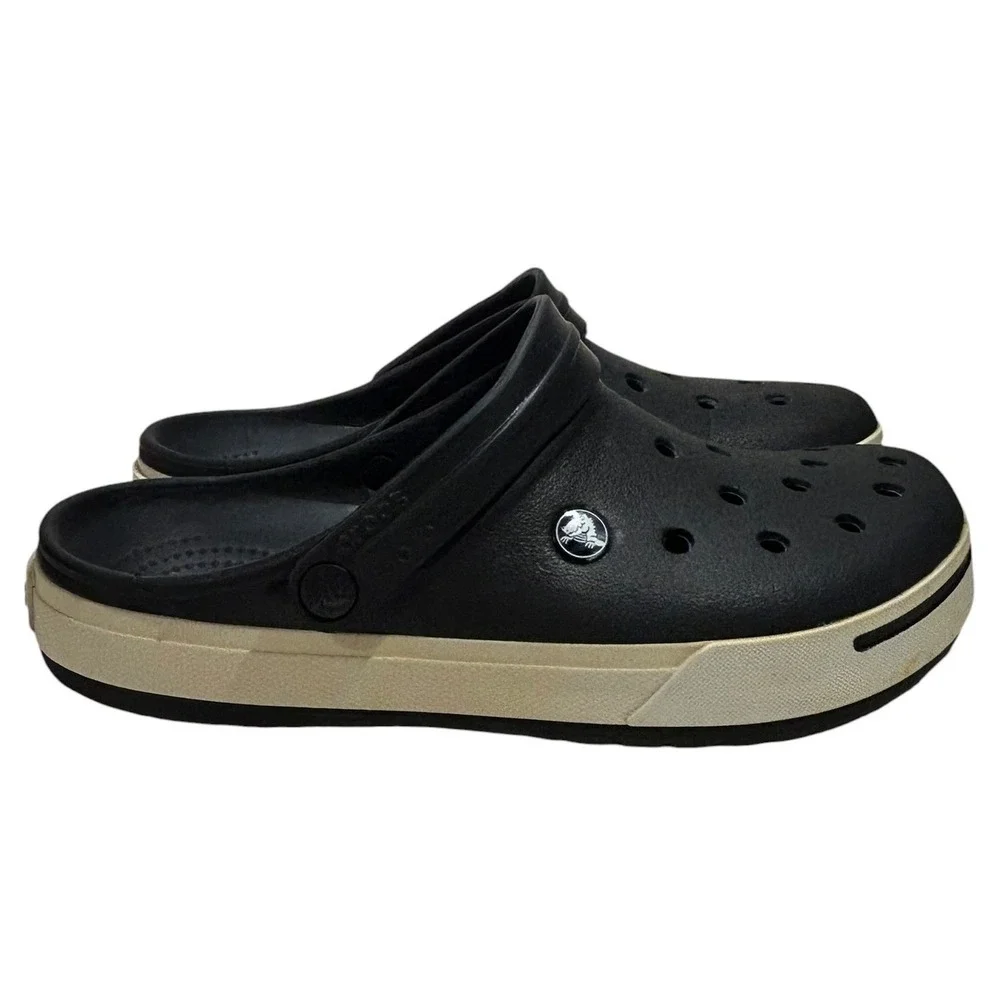 Crocs Crocband Clogs Mens 8 & Womens 10 Black White Sporty Comfort Sandals 11016
